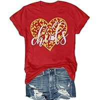 Women's Football Game Day T-Shirt - Cute Heart Graphic Tee, Team Fan Shirt, Casual Short Sleeve Top