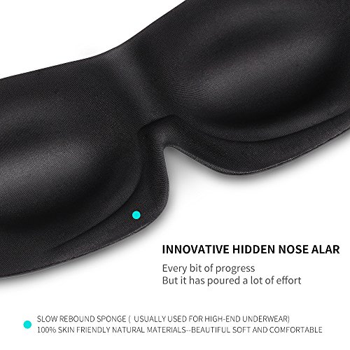 Higher Invisiable Nose Alar AMTOOCH Sleep Mask 3D Contoured Soft Eye Masks Adjustable Strap Great for Travel, Shift Work, Nap, Meditation & Sleeping Aid (One Strap) (Black)