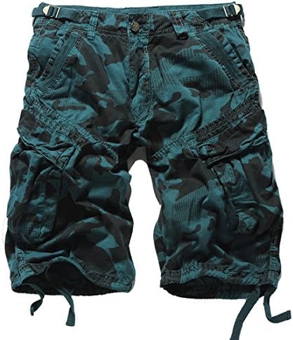 Camoflage Cargo Shorts for Men loose Multi Pocket Sports-Wear(No Belt)(Blue,31)
