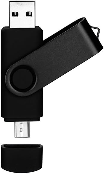 32GB USB OTG Dual Port (Usb and Micro Usb) Memory Stick Swivel Flash Drive for Android Smartphone Tablet & PC [Black]