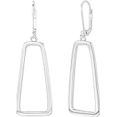 Long Dangle Earrings for Women Hypoallergenic Openwork Square Drop Leverback Earrings Trendy Silver Long Teardrop Lightweight Dangle Earings for Jewelry Gifts