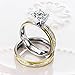 Herinos Women Engagement Rings Set, Stainless Steel Gold Plated Cubic Zirconia Promise Wedding Rings Size 6-9