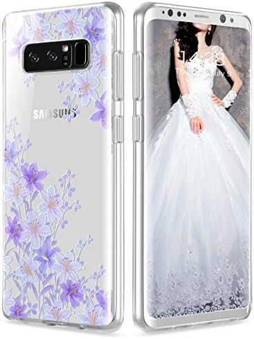Galaxy Note 8 Flower Clear Case,[Perfect Fit] Anti-Scratch Resistant Protective Shell Cover,Slim Fit Lightweight Super Slim Soft TPU Case with Flower for Samsung Galaxy Note8 - purple