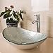 Walcut USBR1046 Bathroom Modern Oval Artistic Glass Vessel Sink with Chrome Faucet & Chrome Pop-up Drain Combo