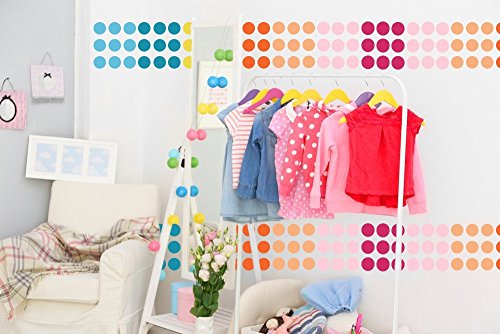 Polka Dot Wall Decals Bright Multicolor(220 2 inch Decals) Easy Peel and Stick Matte Finish Removable Decals Safe on Painted Walls