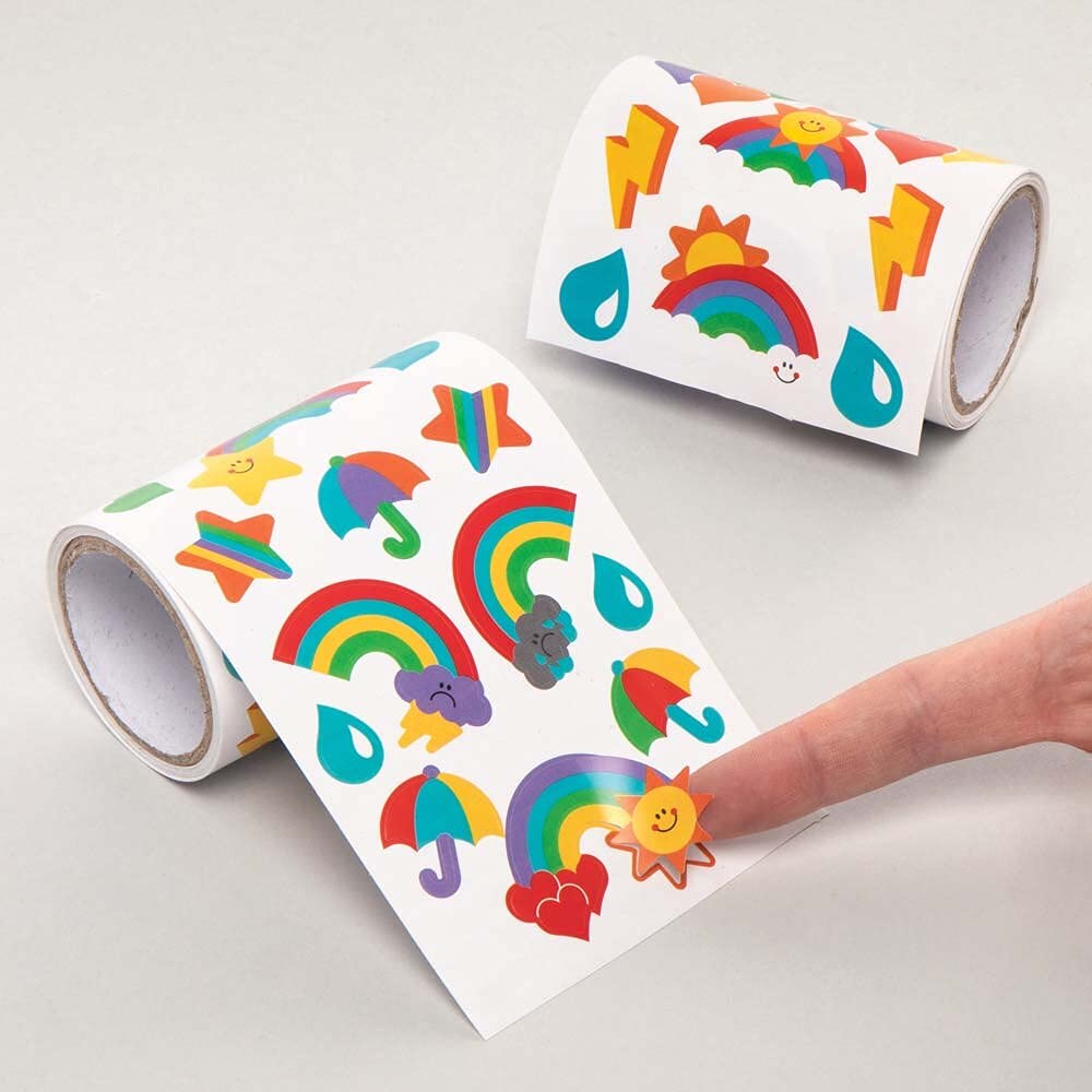 Baker Ross AX941 Rainbow Stickers for Kids - Pack of 600, Craft Stickers for Children, Value Pack, Ideal for Arts and Crafts Projects, Childs Scrapbook Stickers and Reward Charts