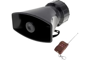ePathChina 7 Sounds Loud Car Warning Alarm Police Fire Siren Horn Speaker with Brown Remote Controller 12V 100W