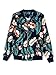 Choies Women Dark Blue Tropical Floral Print Pockted Bomber Jacket Coat Outwear