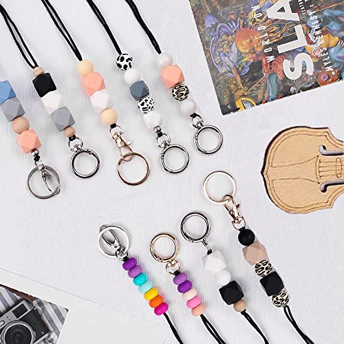 Badge Lanyards for Women, Fashion Silicone Beaded Lanyard Breakaway Lanyard Necklace with Metal Clasp