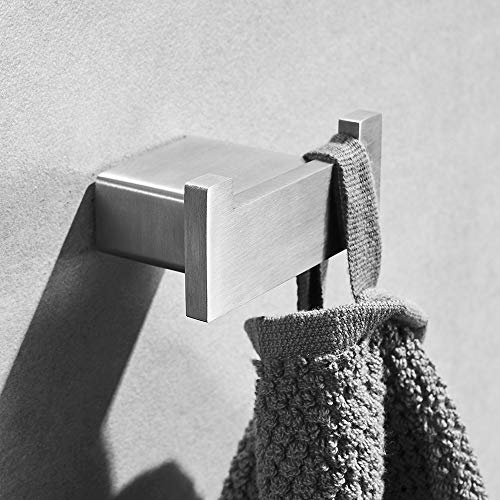 Heable Robe Hook Brushed Nickel, Bathroom Hardware Stainless Steel Robe Coat Hook Wall Mounted