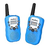 [Upgrade Generation] Handheld Walkie Talkie, Zooawa [2 Pcs] Kids Outdoor Wireless Interphone 2-Way 3.75 KM Range Durable Radio Transceiver Toy with 22 Channels for Camping and Hiking - Blue