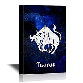 12 Zodiac Signs Constellation Canvas Wall Art - Taurus - Gallery Wrap Modern Home Art | Ready to Hang - 12x18 inches