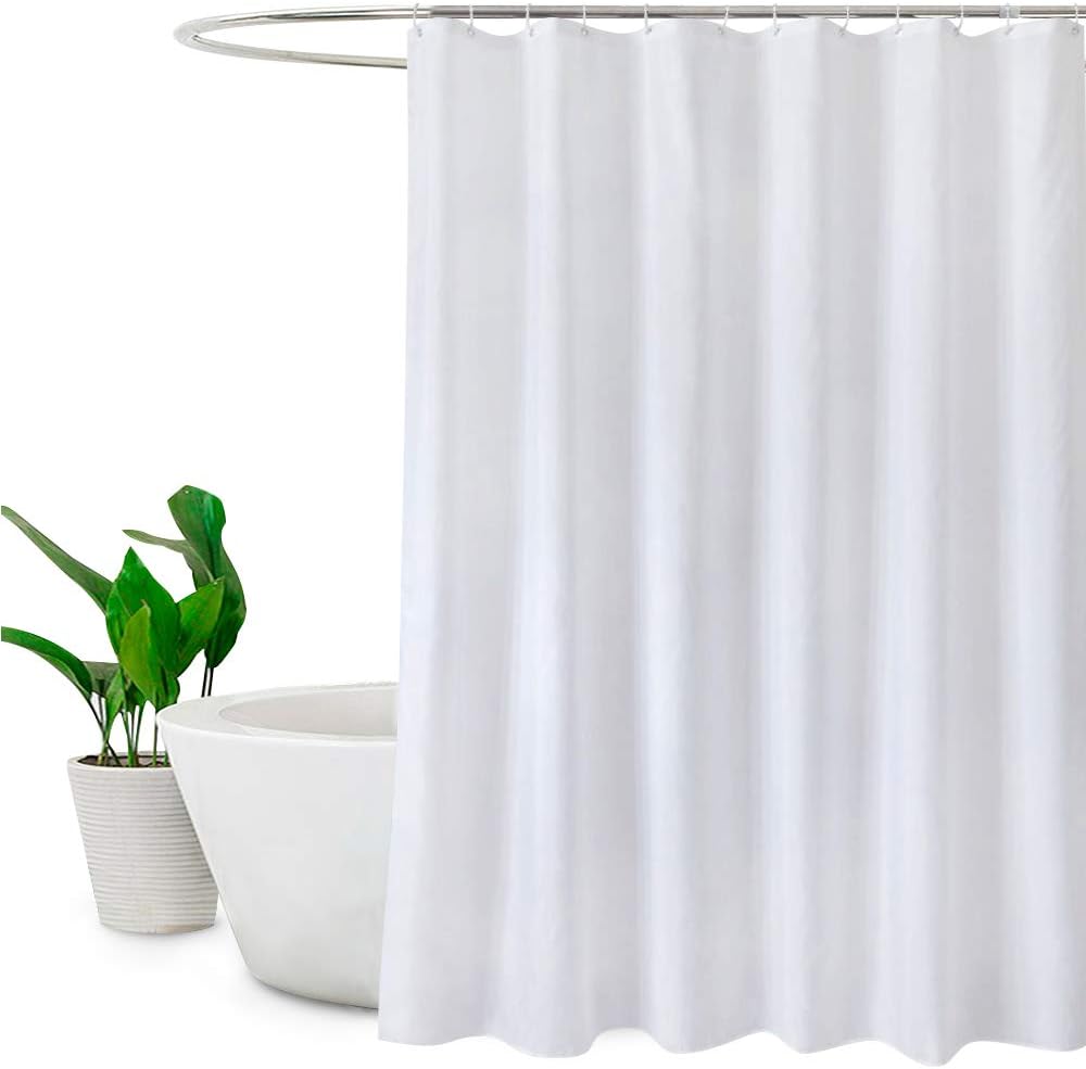 EurCross Extra Long Shower Curtain 180 x 210cm White Mildew Resistant