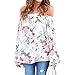 Ezcosplay Women Long Bell Sleeve Off Shoulder Open Back Floral Print Shirt Tops