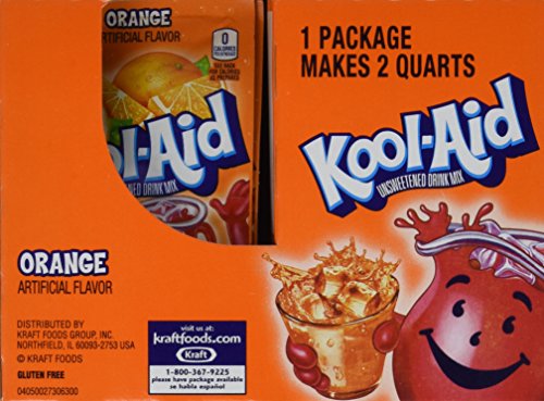 Kool-Aid Orange Unsweetened Soft Drink Mix, 0.15 Oz (Bonus Pack of 50 Packets)