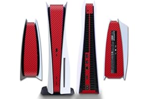IFEEHE Side Protective Film for PS5 Disk Edition Carbon Fiber Pattern Skin Sticker Decal Cover for PS5 Console Console Skin Sticker (Red)