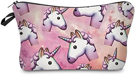 2017NEW Women Girls MakeUp Bag Cute Cosmetic Unicorn Pouch Funny Wash Bag Printed Toiletry Beauty Organizer Pencil Case Unicorn Bag with Zipper Gifts (22x13.5x8cm,Make Up Unicorn Bag)