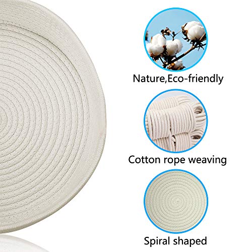 Round Cat Bed Basket Nest Cotton Rope Woven Warm Medium Pet Sleeping Bed House Nesting Rest Cute Fun Scratcher Scratching Scratch Mat Pad Puppy Small Dogs Indoor Play Eco Washable Winter Summer Beige - Thumbnail 2