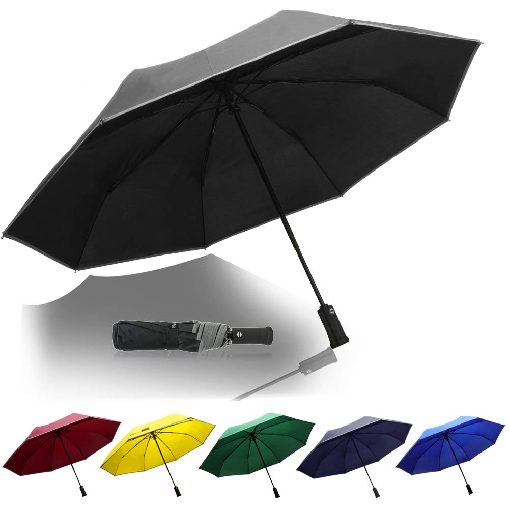 LED Flashlight Umbrella,Monstleo Compact Travel Umbrella,Fully-Automatic Folding Umbrella with Rotating Led Lighting Handle