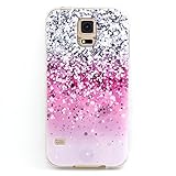 Galaxy S5 case, JAHOLAN Pink Gray White Drops Pattern Clear Bumper TPU Soft Case Rubber Silicone Skin Cover for Samsung Galaxy S5 i9600 (Not for S5 Mini)
