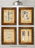 Original Hair Styling Tools Patent Art Prints - Set of Four Photos (8x10) Unframed - Great Gift for Hairstylist, Beauticians or Bathroom Decor