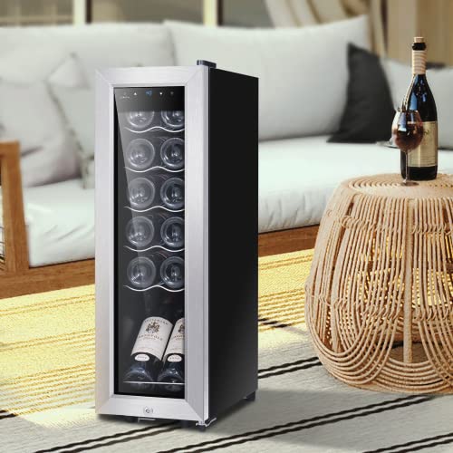 Kalamera Mini Fridge Wine Cooler, 12 Bottle Compressor Freestanding