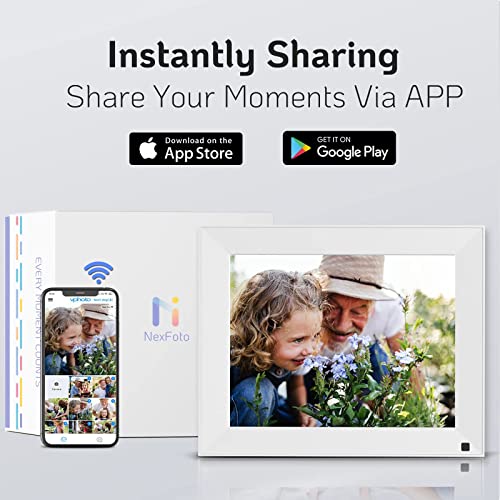 NexFoto Smart WiFi White Digital Picture Frame 16GB Memory, Electronic