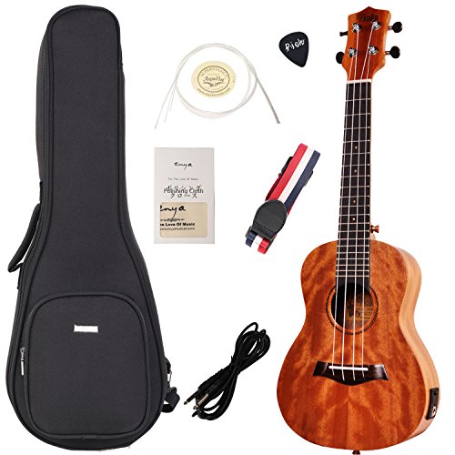 Tenor Ukulele Solid Mahogany Top With Gig Bag Spare Aquila Strings Polishing Cloth And Belt Acoustic-Electric KUT-25DEQ