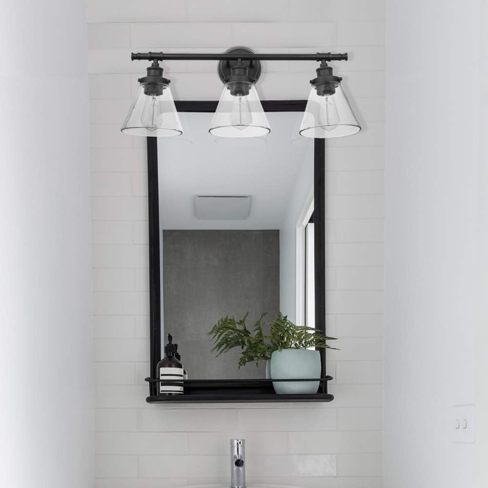 Parker 5-Piece All-in-One Bathroom Set, Oil Rubbed Bronze, 3-Light Vanity Light with Clear Glass Shades, Towel Bar, Towel Ring, Robe Hook, Toilet Paper Holder, 50192 - - 
