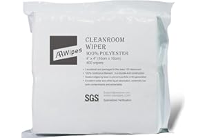 AAWipes Cleanroom Polyester Wipers 4"x4" (Bag of 400 Pcs) Double Knit 100% Polyester Wipes Lint Free Cloths with Ultra-fine F