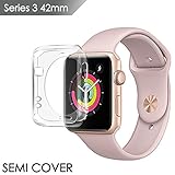 IOVECT CYJ23 Apple Watch Series 3 Screen Protector 42mm, iwatch 3 Case TPU SEMI-Around 0.3mm Ultra-Slim Soft High Transparency Scratch-Resistant Cover