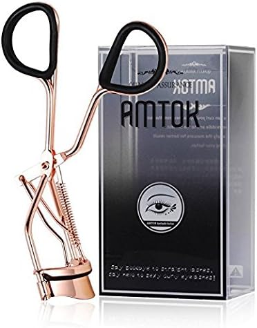Eyelash Curler, AMTOK Professional Pinch Free Lash Curler Stainless Steel with 4 Replacement Refill Pads Silicone Rose Gold