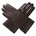 Luxury Lane Women's Lambskin Leather Gloves with Cashmere Lined Brown Small