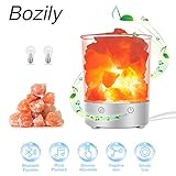 Himalayan Salt lamp, Bozily Crystal Night Light with Bluetooth Speaker & Touch Dimmer Switch, Natural Hymalain Pink Salt Rock Lamps for Yoga, Decoration & Best Gift (2 Extra Bulbs)