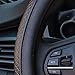 Valleycomfy Leather Steering Wheel Covers Universal 15 inch -Breathable, Anti Slip & Odor Free (Black with Black Lines)