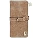 Jastore® Women Ladies Long Matte PU Leather Clutch Wallets Card Holder Purse (Brown)