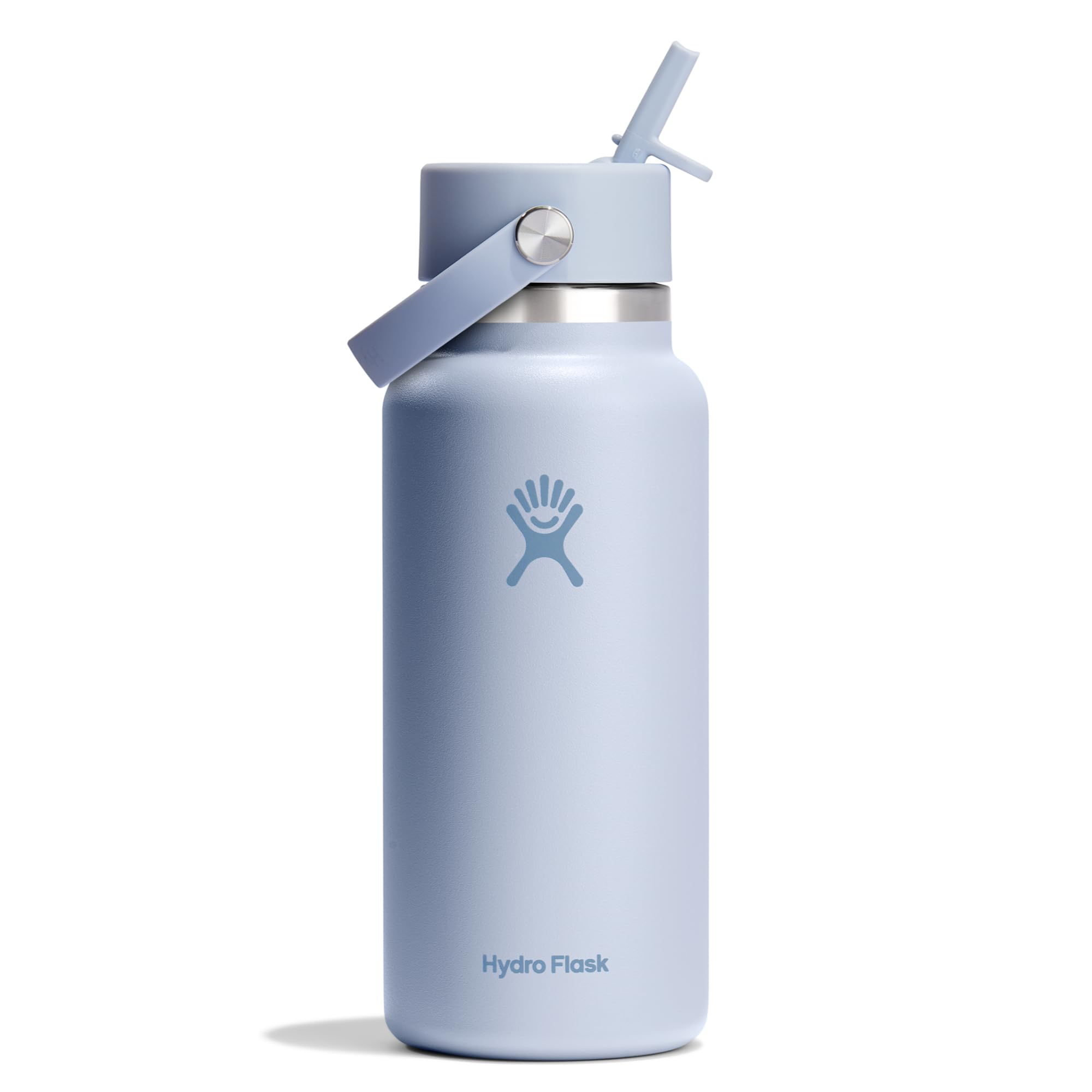 Photo 1 of Hydro Flask Water Bottle - Insulated Stainless Steel - Wide Straw Lid, Non Spill, Leakproof in 32 Oz Surf Blue