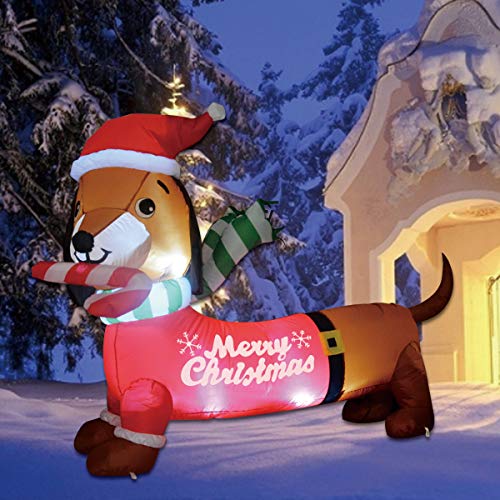 5 ft Long Indoor Outdoor Yard Garden Christmas Decoration Dog Self-Inflatable with Suit Perfect for Dachshund Blow Up Yard Decoration - Thumbnail 2