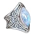 Muranba Boho Jewelry Silver Natural Gemstone Marquise Moonstone Personalized Ring