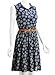 FAVOLOOK Women's Summer Casual Half Placket Sleeveless Shirt Dress with Belt (2X-Large, Blue Dot)