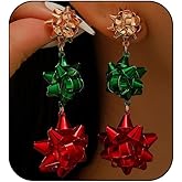 Christmas Earrings for Women Bowknot Stud Earrings Red Green Bow Drop Dangle Earrings Holiday Party Christmas Xmas Jewelry