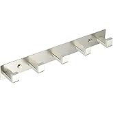 Alise Coat Hooks Wall Mount,Hat and Coat Rack with 5 Hooks Wall Mount Key Hooks for Robes,Bags,Keys,and Towels,SUS304 Stainless Steel Wall Hooks for Hanging,Self Adhesive or Drilling,Brushed