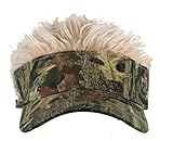 Flair Hair Men's Adjustable Velcro Visor With Hair, Mossy Oak Camo / Blonde Hair