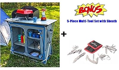 Camp Kitchen Table, COLLAPSILE Cook Station, PORTABLE Camping Organizer, Tailgating or Tent Storage Cabinet ~ NASCAR, Hunting, Camping, Picnics, Backyard Party, Grilling...ANYWHERE!