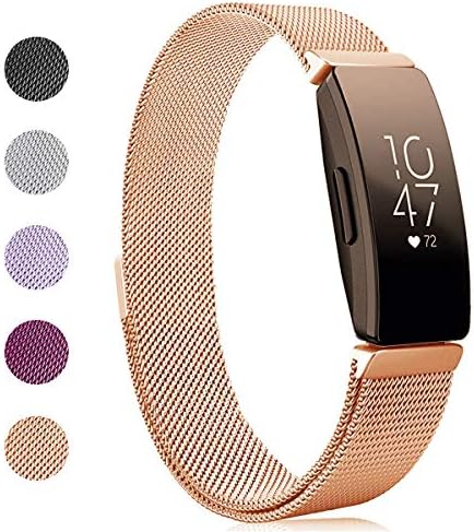 VICARA Compatible Fitbit Inspire and Inspire HR Band,Milanese Loop Band Replacement Stainless Steel Strap for Fitbit Inspire/Inspire HR Men Women(Rose Gold)