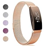VICARA Compatible Fitbit Inspire HR Bands/Fitbit Inspire Bands,Inspire Accessory Milanese Stainless Steel Women Men Adjustable Replacement Straps for Fitbit Inspire/Inspire HR Tracker (Rose Gold)