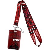 Dead Pool Character Themed Red Lanyard w/ ID Holder Keychain
