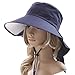Ls Lady Womens Summer Flap Cover Cap Cotton Anti-UV UPF 50+ Sun Shade Hat with Bow. Adjustable Hat (One Size,0 Blue)