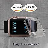 Apple Watch 2 Case,Misxi iWatch 2 PC Hard Screen Protector Ultra Thin All-around Cover For 2016 i Watch Series 2 (38mm-2Pack)(Clear+Grey)