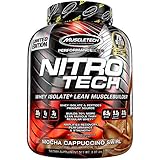 MuscleTech NitroTech Protein Powder Plus Muscle Builder, 100% Whey Protein with Whey Isolate, Mocha Cappuccino Swirl, 40 Servings (4lbs)